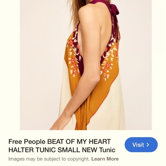 Free People XS Tan and Red Asymmetrical Ruched Tank Top - Picture 3 of 3